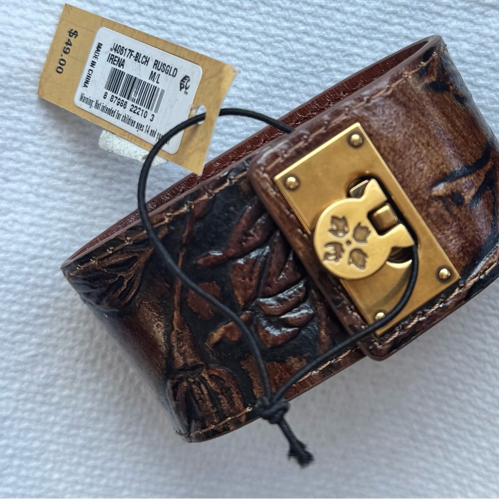 Patricia Nash Brown Leather Bracelet with Gold Clasp